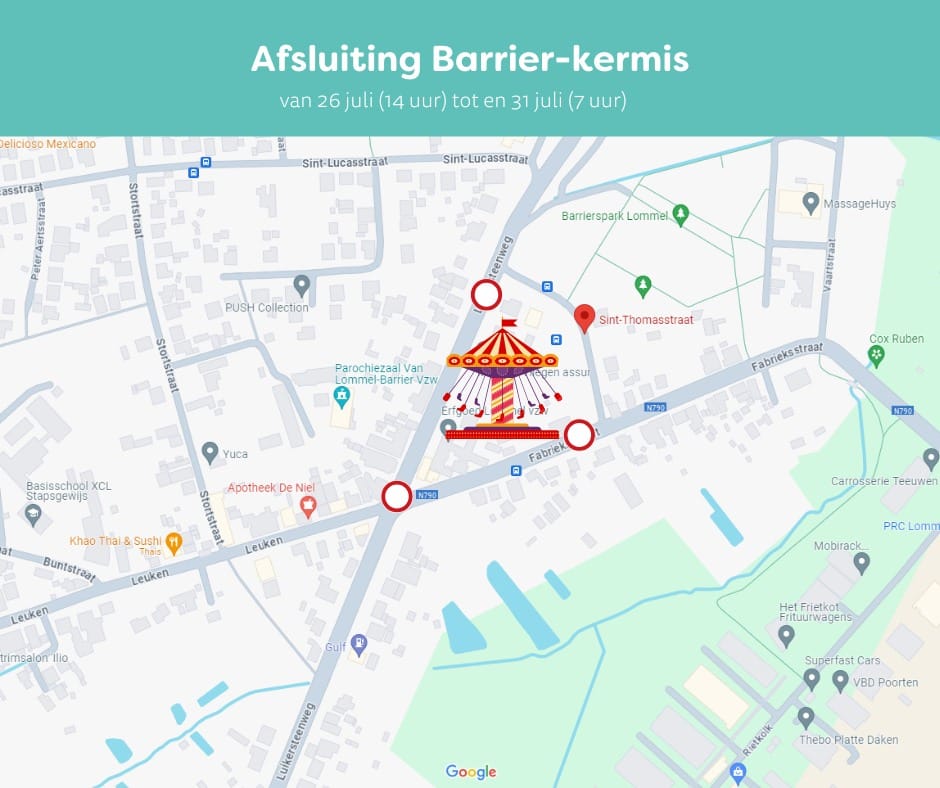 Barrier kermis: let op voor wegafsluitingen